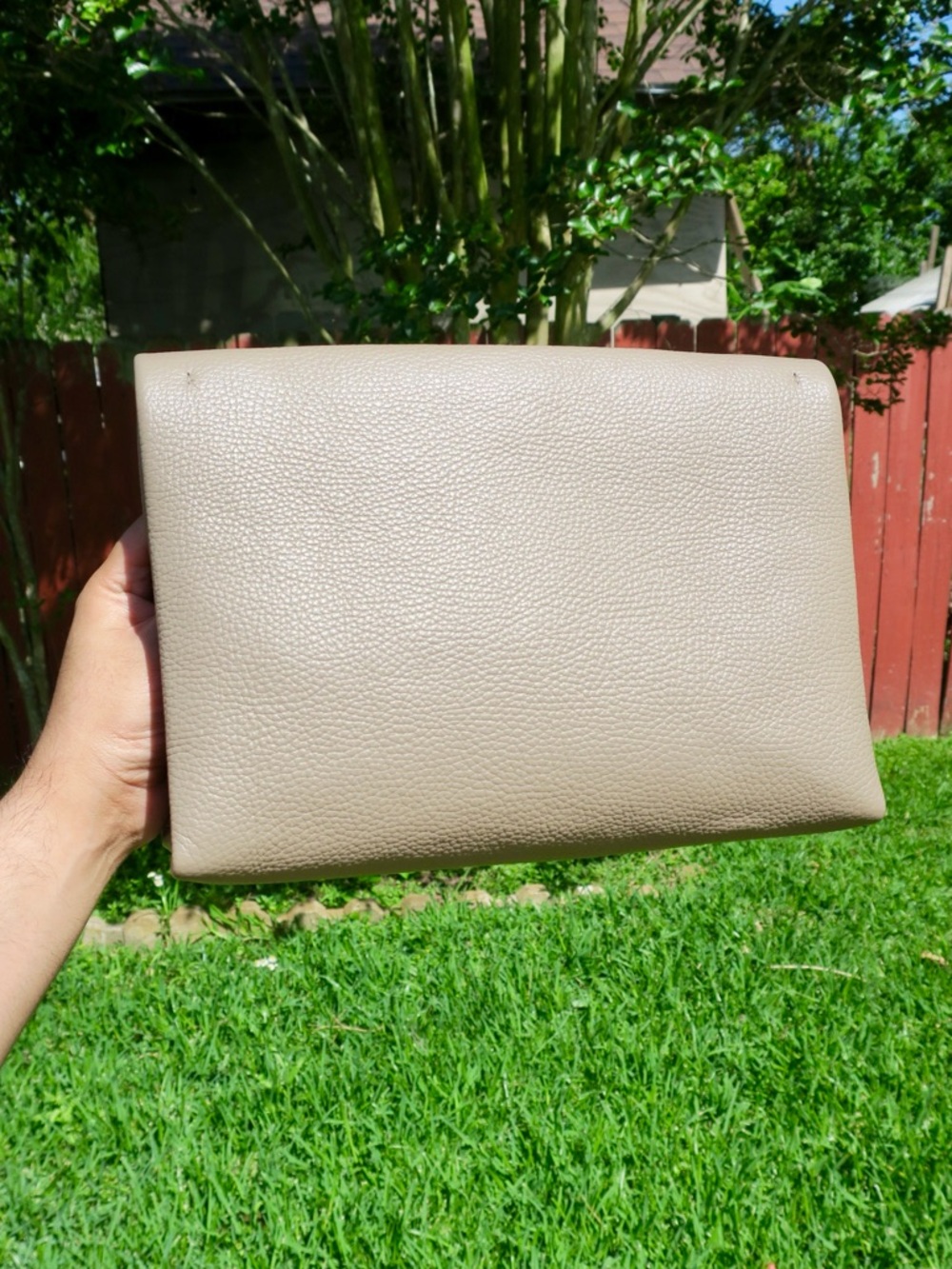 Hugo Boss Taupe Leather Clutch – Blush Interior | Gold Hardware - Picture 4 of 10